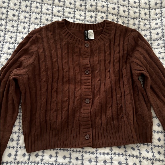 H&M Sweaters - Brown Cable Knit Cardigan
